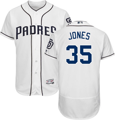 Padres #35 Randy Jones White Flexbase Authentic Collection Stitched MLB Jersey - Click Image to Close
